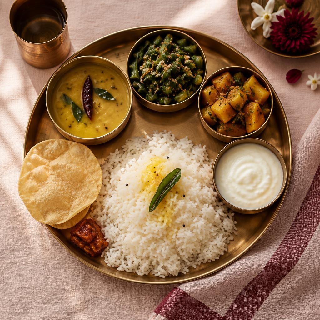 Balanced South Indian home-cooked thali