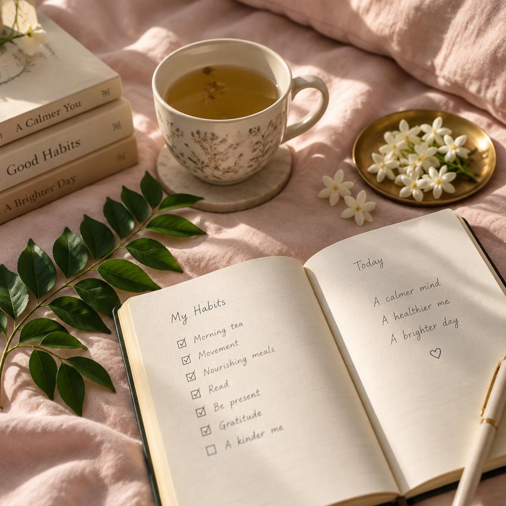 Morning tea and habit journal