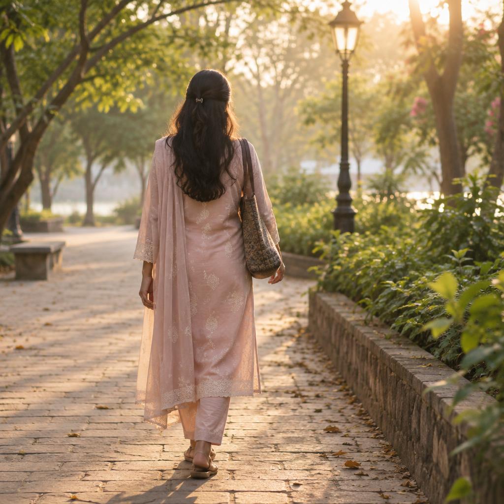 Woman on a gentle morning walk